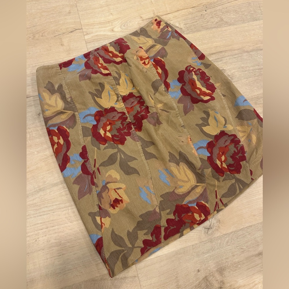 Boden Multicolor Corduroy Floral Skirt